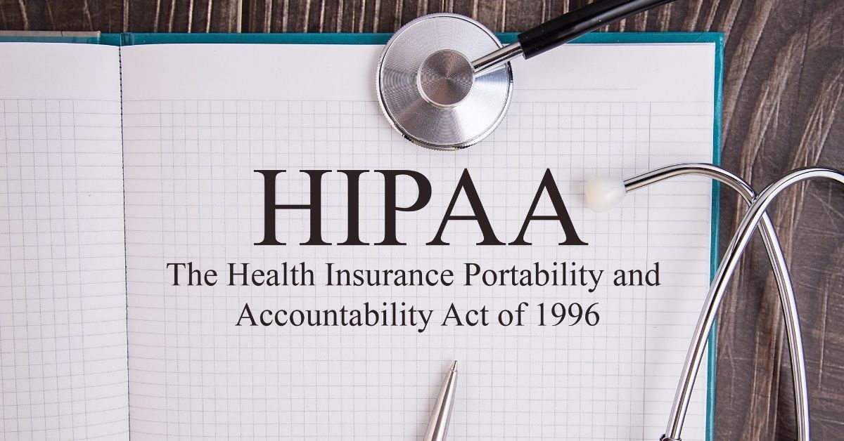 Blog banner, stack of paper with "HIPAA" written on it