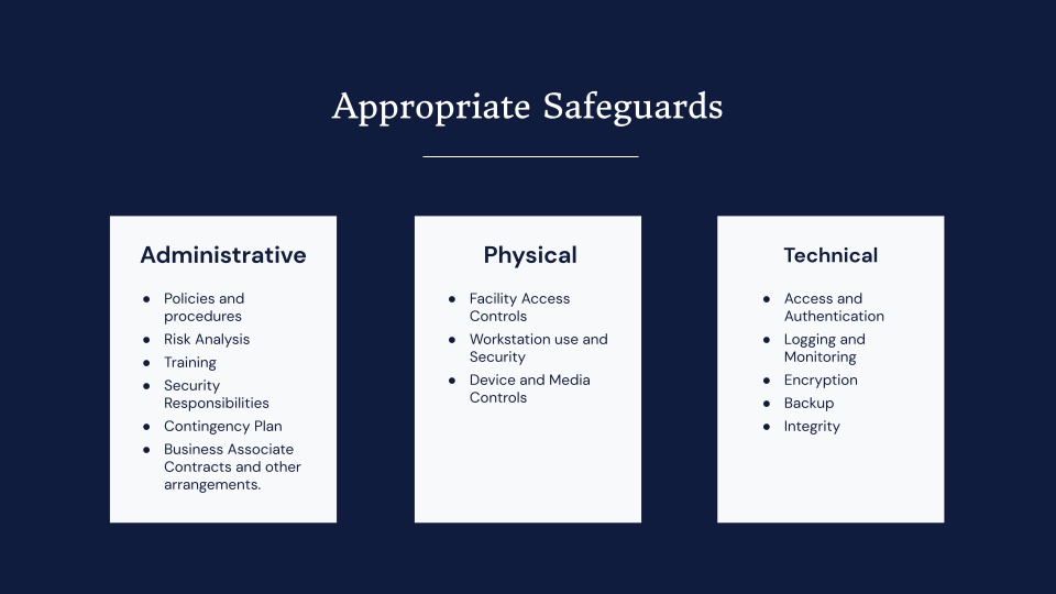 appropiate safeguards - HIPAA compliance